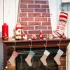 Sunshane 4 Pieces Christmas Stocking Holders Mantel Hooks Hanger Christmas Safety Hang Grip Stockings Clip for Christmas Party Decoration, Gold