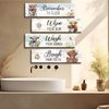 Funny Highland Cow Bathroom Rules: 4pcs Rustic Wooden Farmhouse Signs for Toilet, Nursery & Restroom