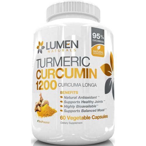 Turmeric Curcumin with BioPerine Black Pepper - 1200mg Organic Extra Strength - Naturally Relieve Joint and Back Pain with 95% Standardized Curcuminoids - 60 Count
