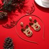 YAHPERN Christmas Holiday Headbands, Xmas Bow Reindeer Snowflake Hairbands with Beaded Christmas Earrings for Women, Festive New Year Christmas Party Favors Gifts (Reindeer Set)