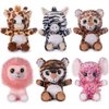 My OLi 7" Plush Toys Set Stuffed Animals Bundle of Forest Animal Toys Lion/Elephant/Zebra/Giraffe/Tiger/Leopard Stuffed Animals Pack of 6 for Babies Kids Girls Boys