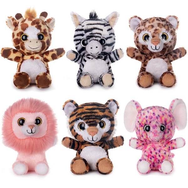 My OLi 7" Plush Toys Set Stuffed Animals Bundle of Forest Animal Toys Lion/Elephant/Zebra/Giraffe/Tiger/Leopard Stuffed Animals Pack of 6 for Babies Kids Girls Boys