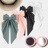 4PCS Hair Bows for Women and Girls, Big Bows for Hair and Travel Hair Brush, Silky Satin Ribbon Bow Hair Metal Clip with Oversized Long Tail