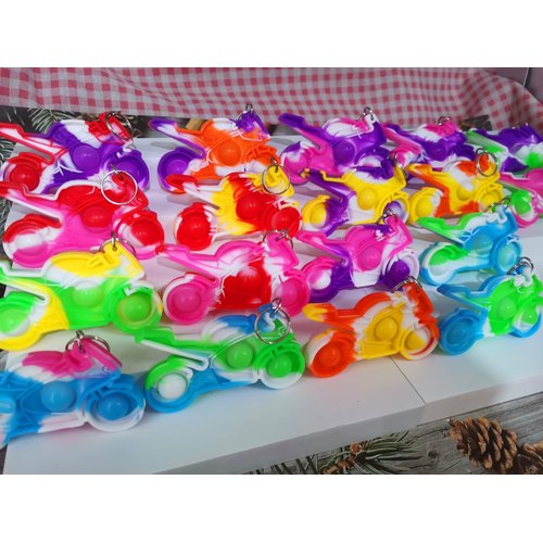 Roaqua 30 Packs Bulk Mini Pop Fidget Sensory Push Party Favors,Sport Motorcycle Shapes Classroom Prize Gifts
