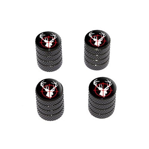 Deer Elk Buck Hunting - Tire Rim Wheel Valve Stem Caps - Black
