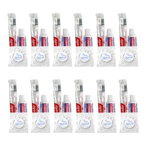 Colgate Travel Size Cavity Protection Toothpaste .85 Oz and Colgate Soft Toothbrush Bundle with Gladness! 5-Pack Floss Picks TSA Approved Size Bulk (12 Count)