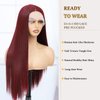 Amarlis Wine Red Lace Front Wigs for Women, Pre Plucked Ready to Wear HD Glueless 13x5x1 Lace Front Synthetic Wigs for Daily Use(Wine Red)
