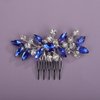 Teyglen Blue Rhinestone Bridal Side Comb Crystal Bride Wedding Hair Comb Sparkly Hair Accessories Rhinestone Headpiece for Women Hair Piece (Blue)