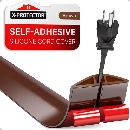 Floor Cord Cover X-Protector – Overfloor 1.52m Silicone Cord Protector – Ideal Extension Cord Cover to Protect Wires On Floor – Self-Adhesive Power Cable Protector (5ft.)