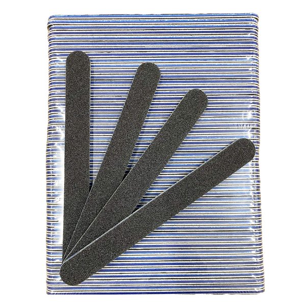 PrettyClaw | 50pc Nail File 80/80 Grit Black Nail Files Blue Center Double Sided Black Emery Board For Nails Acrylic Nail File