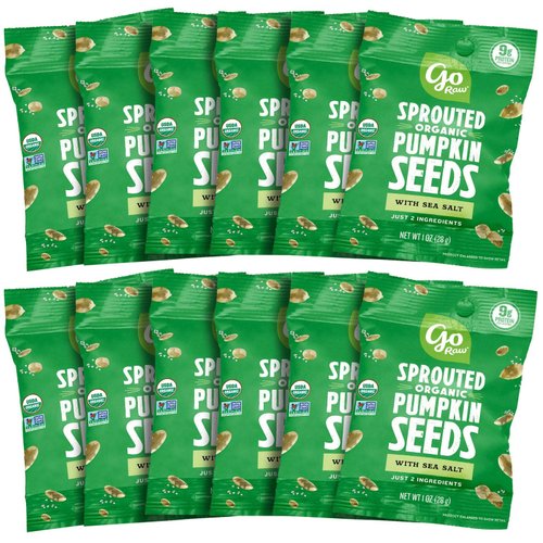 Go Raw Seeds with Sea Salt, Grab and Go, Single Serve, Keto Vegan Gluten Free Organic Superfood, Pumpkin, 12 Ounce