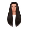 Headlima Cosmetology Mannequin Head Manikin Training Head 26-28'' Synthetic Fiber Hair Styling Practice Doll Head Hairdresser with Clamp Stand (Black)