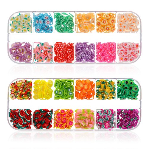 simarro 2 Boxes Fruit Slices Nail Art Slices Polymer Clay Slice Nail 3D Slice Colorful Art Supplies for Slime Crafts Nail Art Decorations Lip Gloss Making DIY Supplies