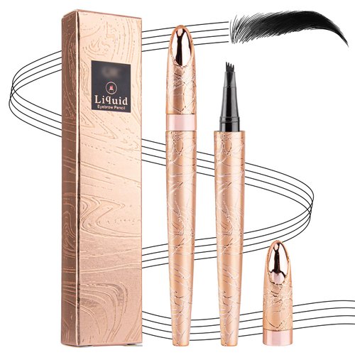 BowJian Black Eyebrow Pencil Waterproof Eyebrow Tint Pen 4 Tip Microblade Brow Pen Long Lasting Microblade Eyebrow Pen Natural Brow Pencil Eyebrow Makeup Microblading Pen Eyebrow Tattoo Brow Pen#Black