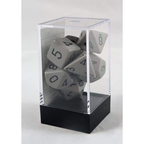 Chessex Dice: Polyhedral 7-Die Opaque Dice Set - Dark Grey with Black