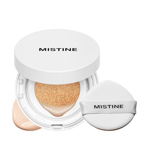 Mistine Tavel Size Air Cushion Foundation Glow Hydrating Finish Medium Coverage Foundation Makeup for Dry Skin,24H Hydrating Long-Lasting Waterproof Smudge Proof, Ivory