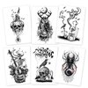 6-Pack Halloween Temporary Tattoo Stickers – 5.5 x 8.2 Inch – Skull, Spider, Owl, and Ghost Designs for Adults and Kids