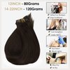 Full Shine Clip in Hair Extensions Human Hair 8 Pcs Brown Hair Clip in Extensions Pu Seamless Clip in Real Hair Extensions Double Weft Silky Straight Natural Hair 120 Grams 14 Inch