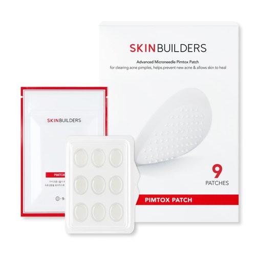 SKINBUILDERS Microdart Acne Patch, Pimple patch Microneedle, Acne Treatment, PimTox Acne Patches For Hormonal Acne And Blemishes, Zit Patches, Patented Microneedles 9EA, Micropoint Pimple Patch