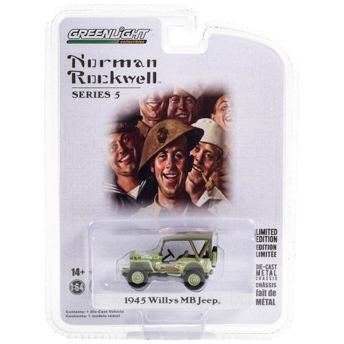 1945 Willys MB Light Green U.S. Army Norman Rockwell Series 5 1/64 Diecast Model Car by Greenlight 54080B