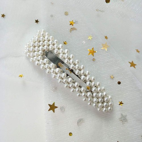 2PCS Sweet Imitation Pearl Hair Clips Hairpin Simple Fashion Alloy BB Hairgrip Hair Accessories for Women (Drop-shaped, Silver)