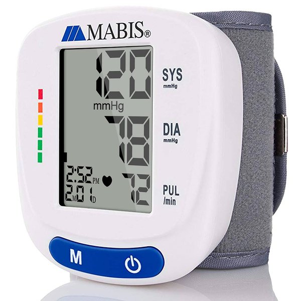 Mabis Digital Premium Wrist Blood Pressure Monitor with Automatic Wrist Cuff that Displays Blood Pressure, Pulse Rate and Irregular Heartbeat, Stores up to 120 Readings