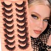 Newcally False Eyelashes Russian Strip Lashes Wispy Mink Lashes Fluffy D Curl Fake Lashes Like Eyelash Extension Lash Strips 9 Pairs Pack