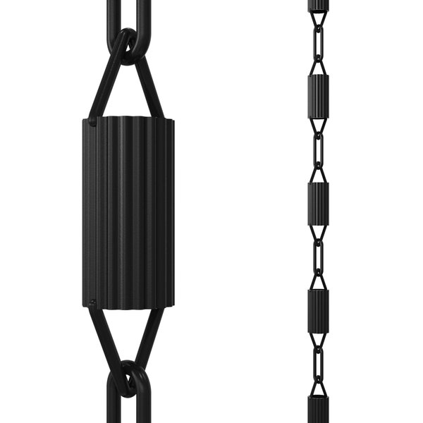 Rain Chains Direct - Manicotti Rain Chain - 8.5 FT - Durable Black Powder-Coated Aluminum - Premium Rain Chains for Gutters