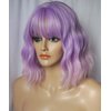 Short WavyPurple wig Amity costume wig the owl house synthetic hair wig with bangs14 inches wig for Women and Girl (Purple ombre pink)