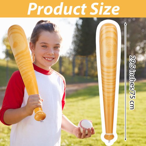 durony 9 Pack Baseball Bat Inflates 29.5 Inch Inflatable Baseball Bat Wood Grain Blow Up Sports Theme Toy for Sports Carnival Birthday Party Supplies Favors Decorations Prizes