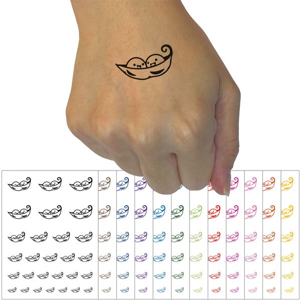 Two Peas in a Pod Temporary Tattoo Water Resistant Fake Body Art Set Collection - Black (One Sheet)