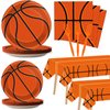 98 Pieces Basketball Party Decorations Basketball Tableware Set Plates Napkins Tablecloth Party Supplies Kit for Kids Boys Sports Table Cover Dinnerware Party Favors 24 Guests
