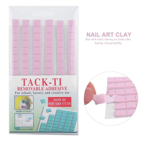 Reusable Nail Art Clay, Professional False Nail Tips Sticky Adhesive Manicure Tool - DIY Nail Art Sticky Plasticine Non Stick Hand Clays (Pink)