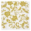BLUE PANDA 100-Pack Decorative Floral Paper Napkins - Disposable White and Gold Napkins for Wedding Reception, Birthday, Anniversary Party Supplies (6.5x6.5 Inches)