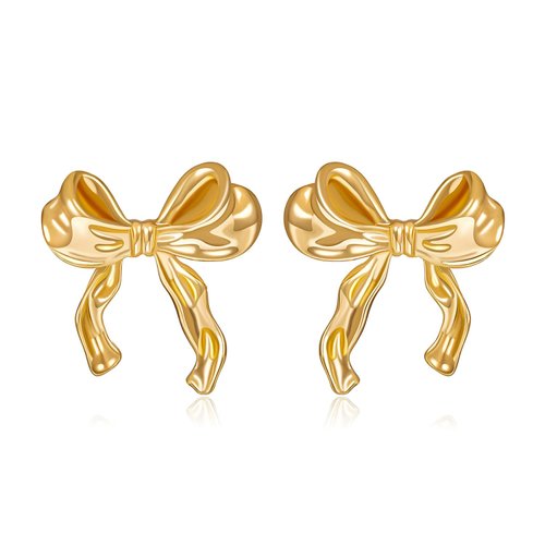 Gold Sliver Bow Earrings for Women Cute Ribbon Earrings Gold Silver Bow Knot Earring Bow Stud Earrings Birthday Party Jewelry Christmas Gifts for Women Girls