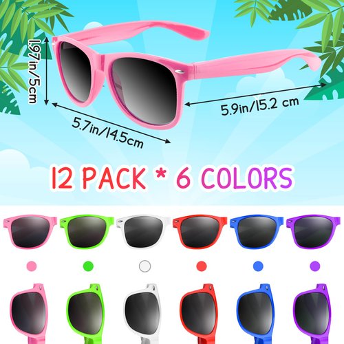 ASTARON Party Sunglasses Bulk,12 Pack Neon Sunglasses Party Favors for Summer Beach Pool Wedding Party, Great Gift for Pool, Birthday Party Supplies Goody Bag Favors(Multicolor)
