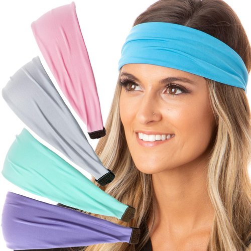 Hipsy Adjustable & Stretchy Xflex Wide Headbands for Nurses Women Girls & Teens (Nurse Blue/Pink/Light Grey/Mint/Violet Xflex 5pk)