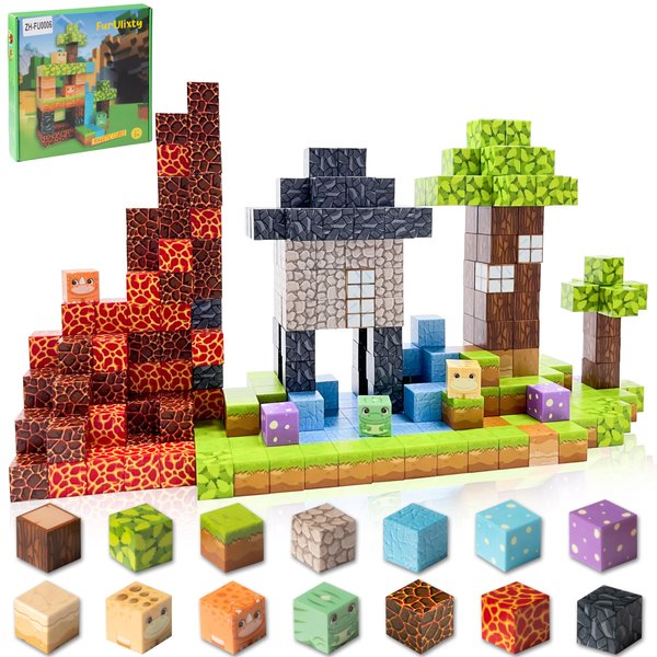 FurUlixty Magnetic Blocks Toddlers Toys - Build Magnet Cubes 3+ Years Old STEM Learning Sensory Toys, Building Blocks Montessori Educational Gift for Preschool Kids Boys Girls (84Pcs)