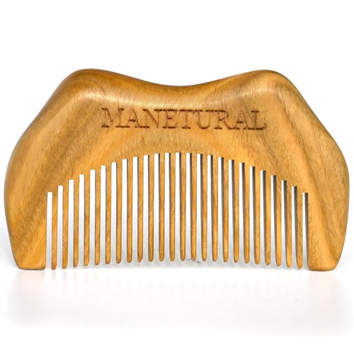 MANETURAL Green Sandalwood Comb 3.8“,wooden comb, Hair Comb for Women, Beard comb for men. Handmade comes (fine tooth comb 1PACK)
