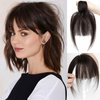 VASILIA Bangs Hair Clip, Clip in Bangs Hair Toppers for Women 100% Real Human Hair, Clip on Bangs 360° 3D Cover Wispy Fake Clip in Hair Extensions for Women Daily (Dark Brown)