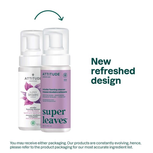 ATTITUDE Micellar Foaming Facial Cleanser, EWG Verified, Dermatologically Tested, Plant and Mineral-Based, Vegan, White Tea Leaves, 5 Fl Oz