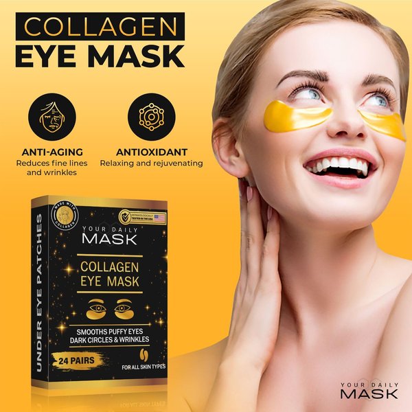 Collagen Eye Masks - Under Eye Patches - Reduce Dark Circles - Puffy Eyes - Wrinkle Treatment - Collagen Eye Pads - Anti-Wrinkle - Undereye Bags - Firming and Hydrating Patches - 24 Pairs