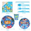 PHOGARY 93 PCS Summer Pool Party Supplies Tableware Set Serves 8, Pool Party Decorations Includes Pool Party Plates, Napkins, Straws, Spoons, Forks, Cups for Hawaii Beach Birthday Party Decorations