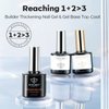 modelones Builder Nail Gel with Gel Top and Base Coat, 3Pcs Gel Nail Kit for Nail Thickening Apex Building Nail Extension Rhinestone Gel Nail Glue, LED Nail Lamp Cured