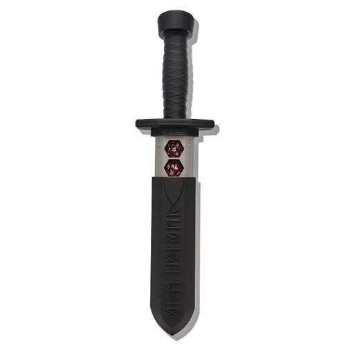 MunnyGrubbers - Sword Dagger Dice Holder - (Random 7PCS D20 Dice Set Included) - Custom Polyhedral Dice Storage for Tabletop RPG - Dungeons and Dragons - DND - D&D (Black)