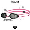Arena Tracks Unisex Adult Essential Racing Swim Goggles for Competitive Swimmers FINA-Approved Anti-Fog Coated Non-Mirror Lens, White/Smoke/Fuchsia