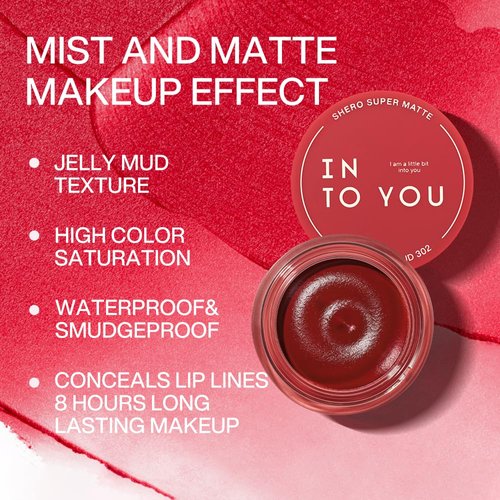 INTO YOU Matte Liquid Lipstick for Women, Canned Long Lasting Red Lipstick Waterproof with Lip Brush, No Transfer, High Pigmented with Lightweight Lip Mud Texture(302)