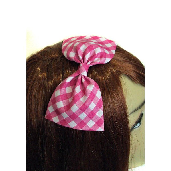 Plaid Hair Bow Collection- Country Hair Bow, Plaid Southern Hair Bows, Plaid Fabric Bows for Girls, Teens, Women (Pink, Headband)