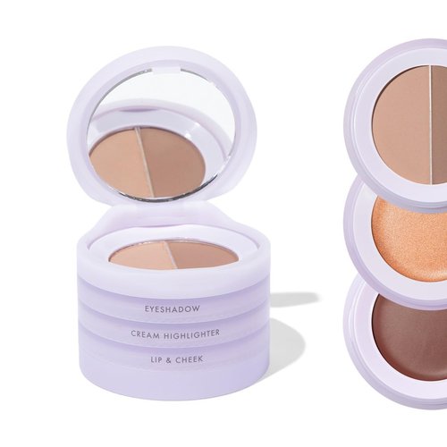 subtl staks 3-in-1 Travel Makeup Kit, Subtl Beauty | Eyeshadow Duo, Highlighter, Lip & Cheek Tint | Free Travel Mirror & Brush | Stackable, Portable Makeup