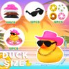 Set of 12 Cowboy Rubber Duck Mini Rubber Duckies with Mini Cowboy Hat Swim Circle Necklace Sunglasses for Bathtub Toys Car Dashboard Decoration Accessories Baby Shower Birthday Swimming Party Favor